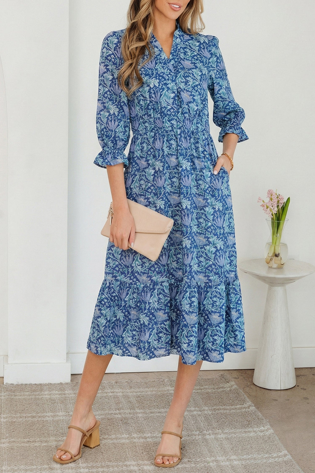 Athena Bracelet Sleeve Long Dress-3