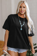 Ayra Loose Half Sleeve Hi Low Hem Top-0