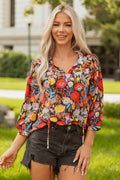 Amara Puff Sleeve Tied Blouse-0