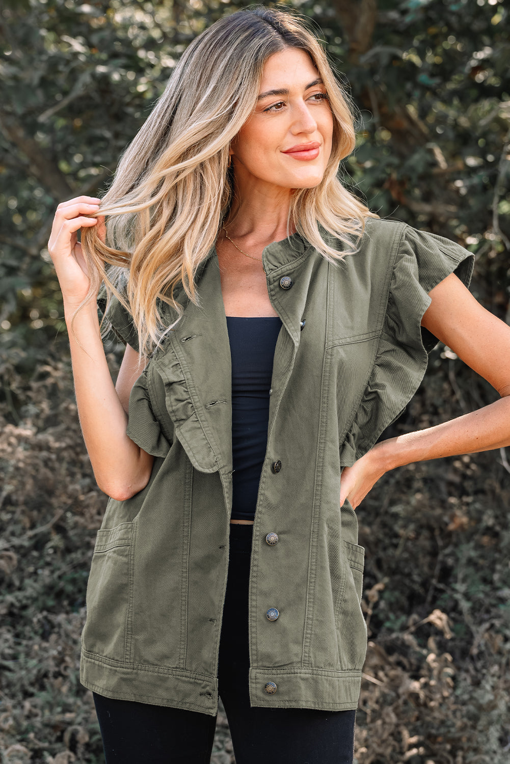 Abigail Bay Ruffled Patchwork Jacket