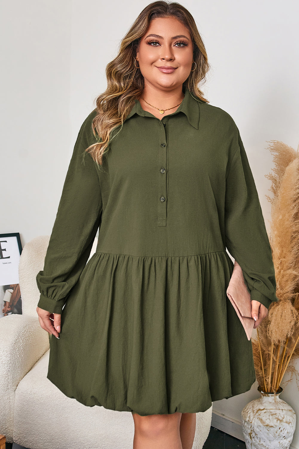 Catherine Ruffle Hem Mini PLUS Dress-3
