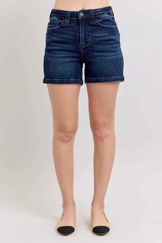 Judy Blue Full Size High Waist Back Flap Pocket Denim Shorts Plus Size-0