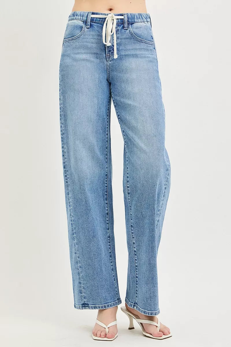 RISEN Relaxed Fit Drawstring Waist Jeans-1