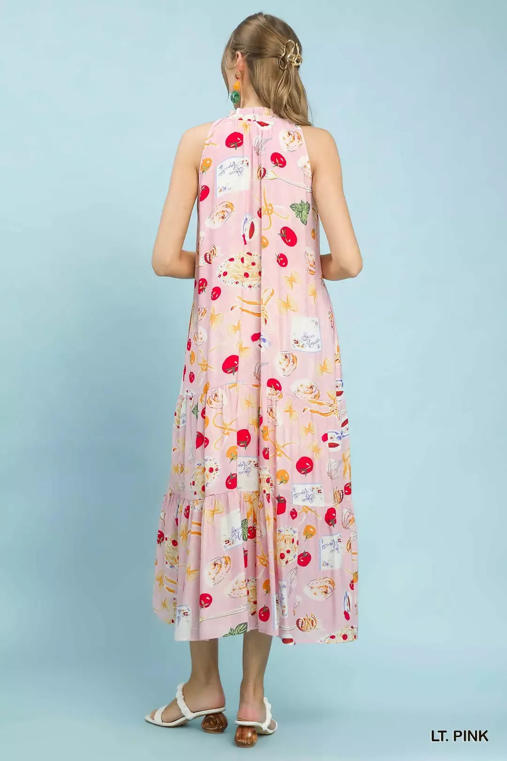 Umgee Abstract Print Tiered Halter Midi Dress-3