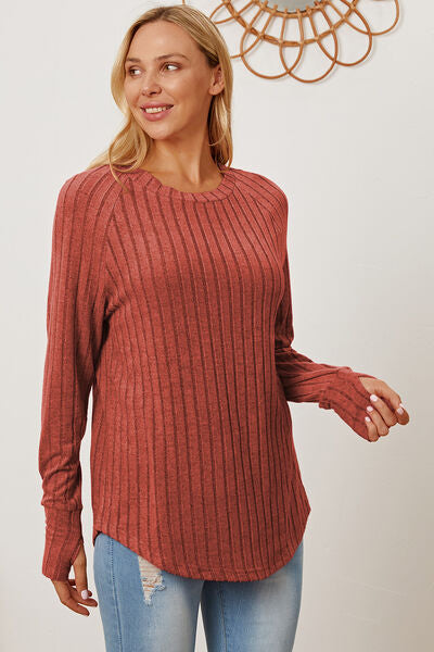 Basic Bae Full Size Ribbed Thumbhole Sleeve T-Shirt-6