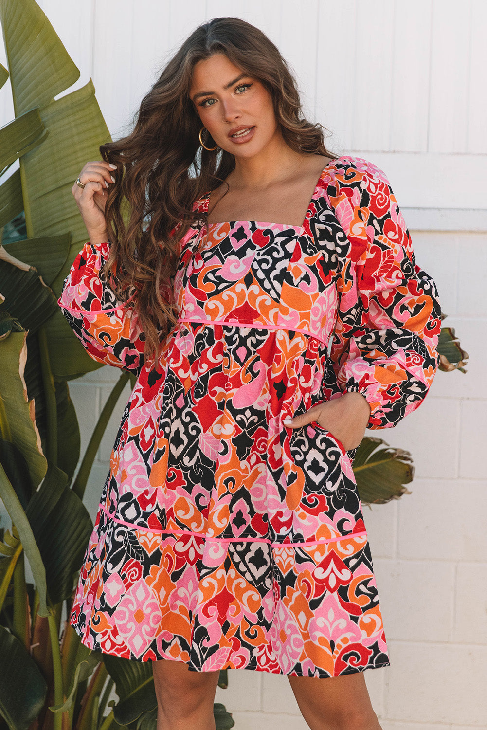 Nicole Puff Sleeve Mini Dress-0