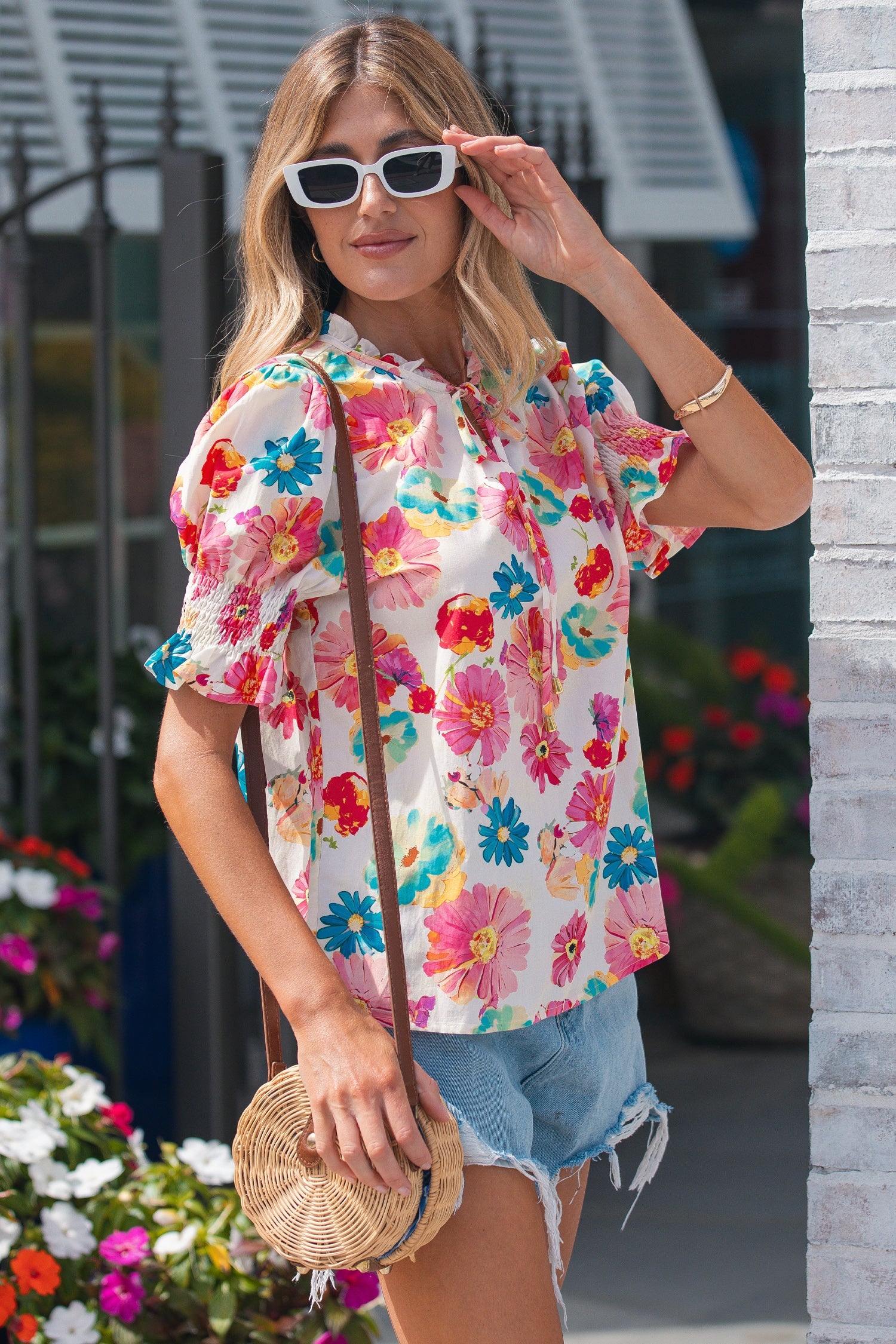 Faith Short Puff Sleeve Blouse-2