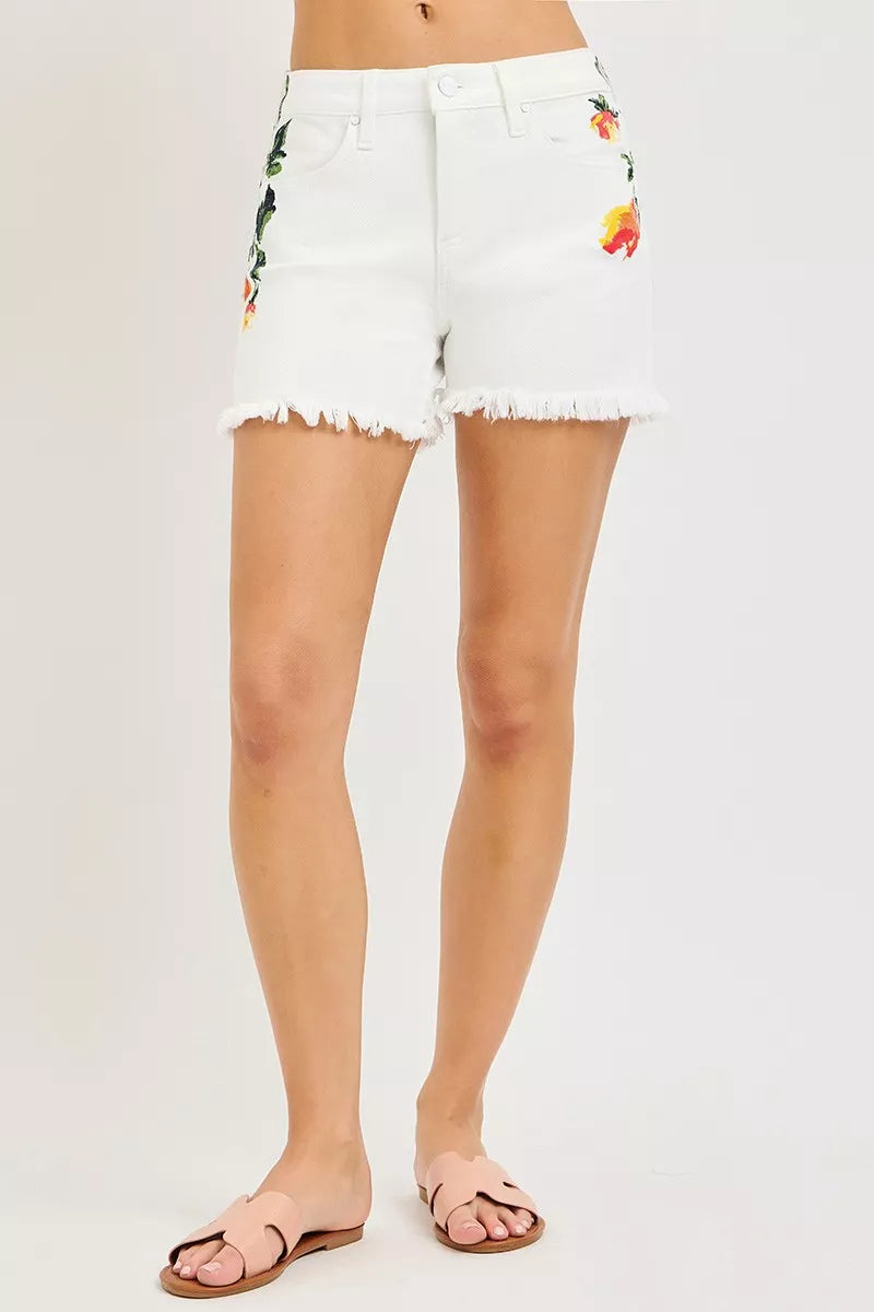 RISEN Tummy Control High Rise Flower Printed Shorts-4