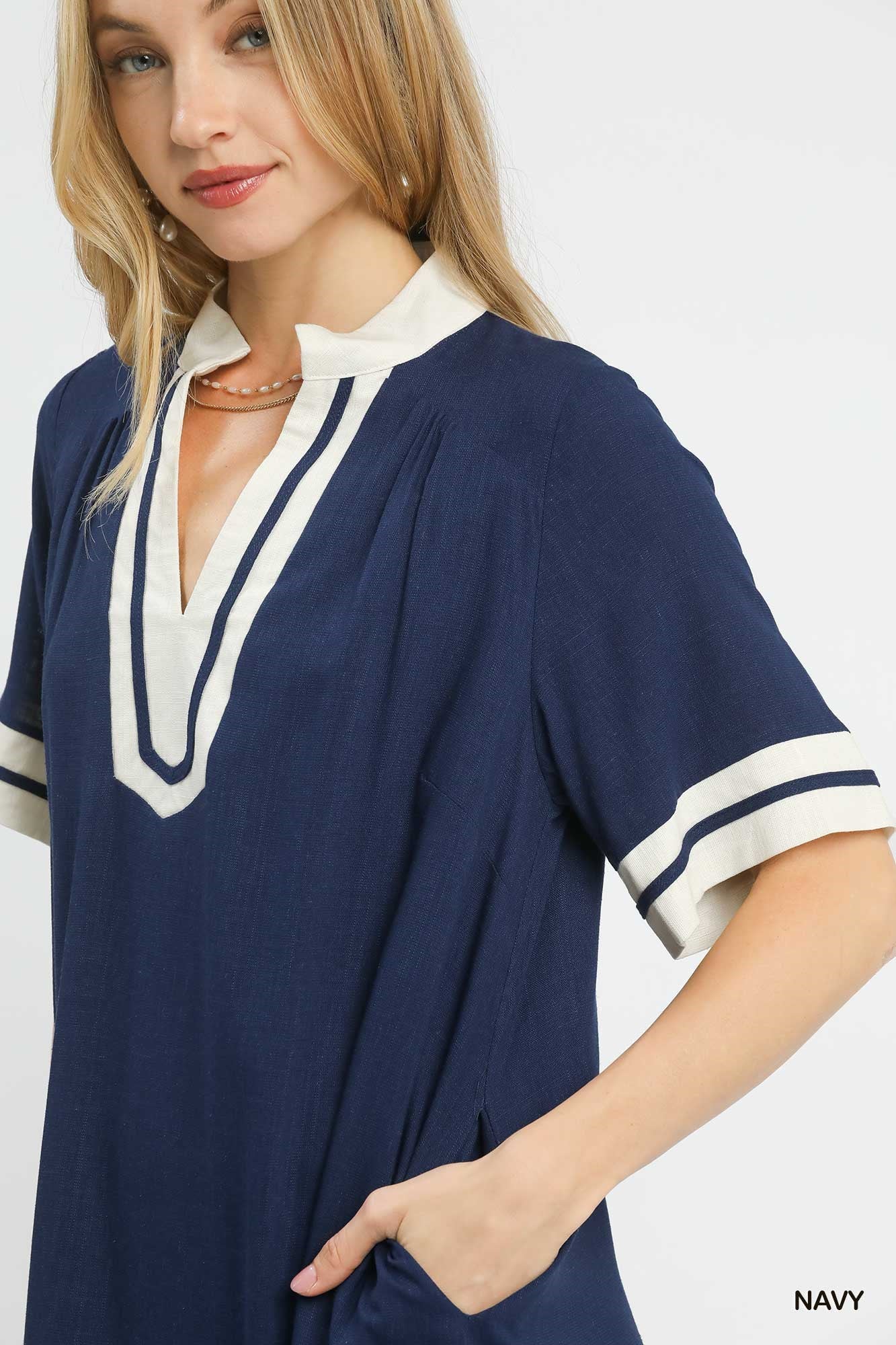 Umgee Linen Rayon Mini Dress-3