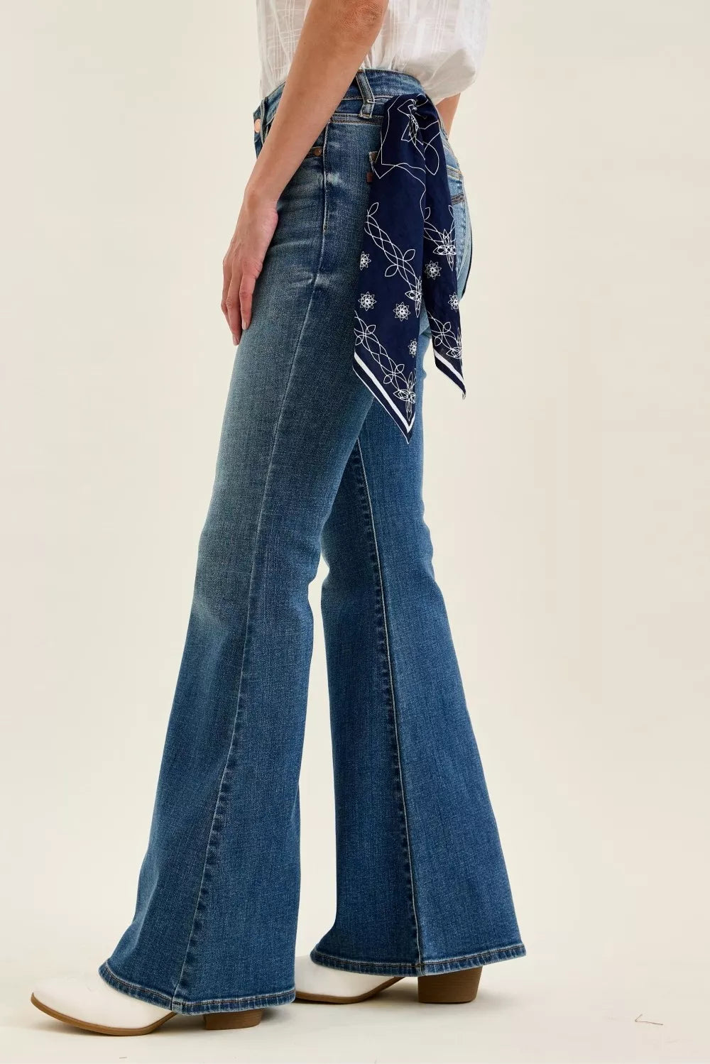 Judy Blue Mid Rise Jaqueline Flare with Triple Needle Back Pkts and Bandana Loop-2