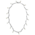 7X420 - Rhodium 925 Sterling Silver Necklace with Synthetic Pearl in White-0