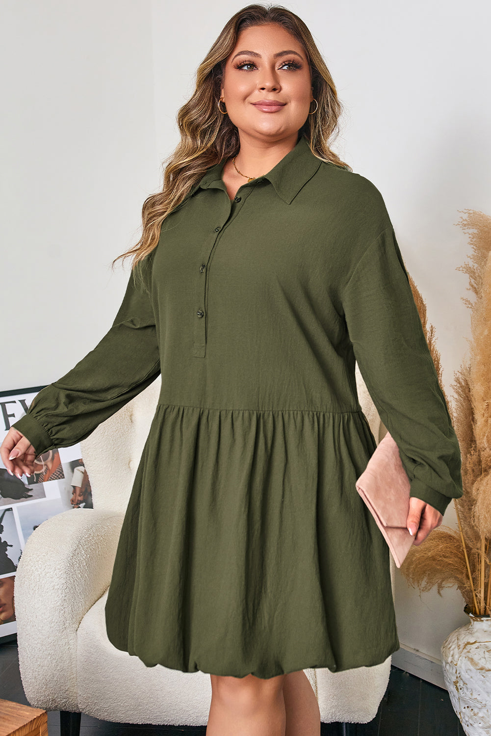 Catherine Ruffle Hem Mini PLUS Dress-2
