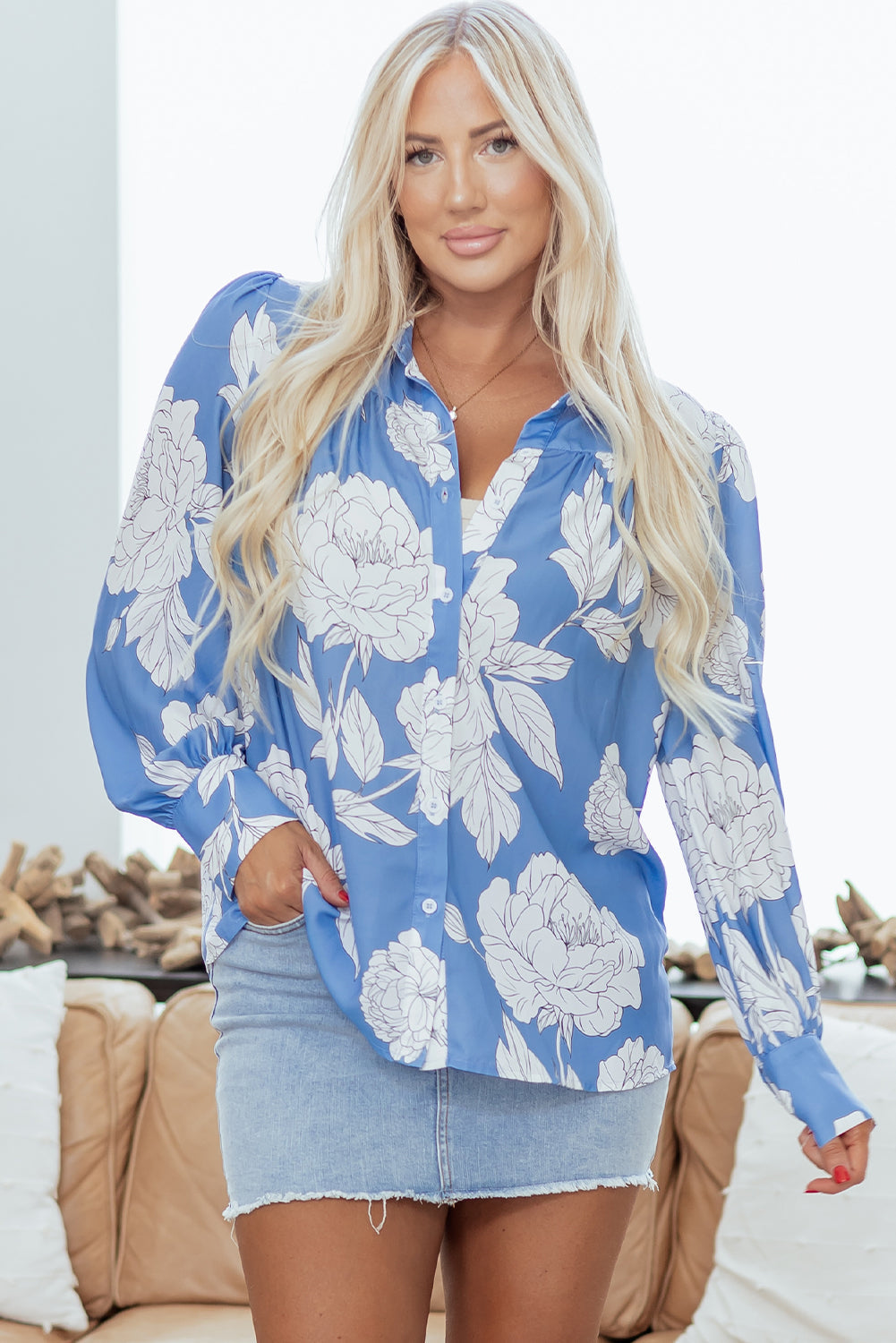 Carmen Detail Puff Sleeve Shirt-0