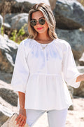 Paula Bow Knot Cutout Back Blouse-0