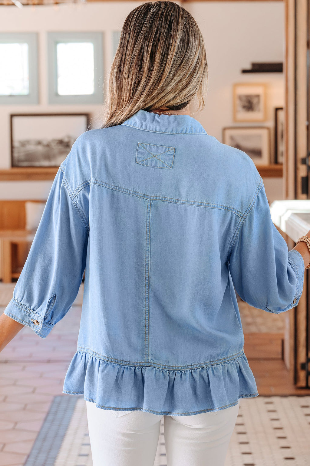 Daphne High Low Chambray Shirt-1