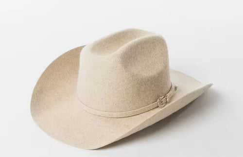 100% Wool Belted Cowboy Hat Solid, Solid Cowboy Hat for Burning,-10