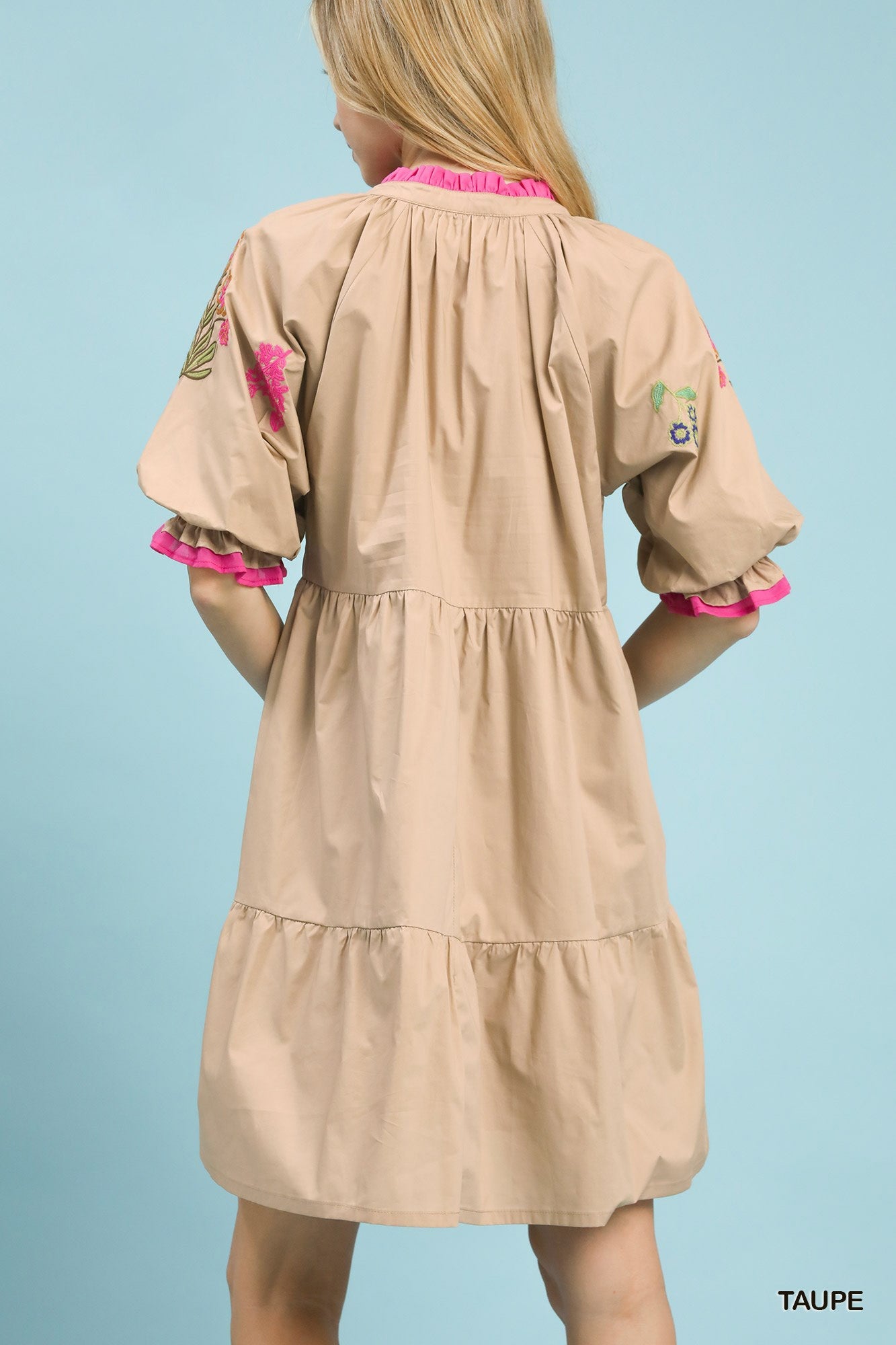 Umgee Embroidered Floral Tiered Dress-2