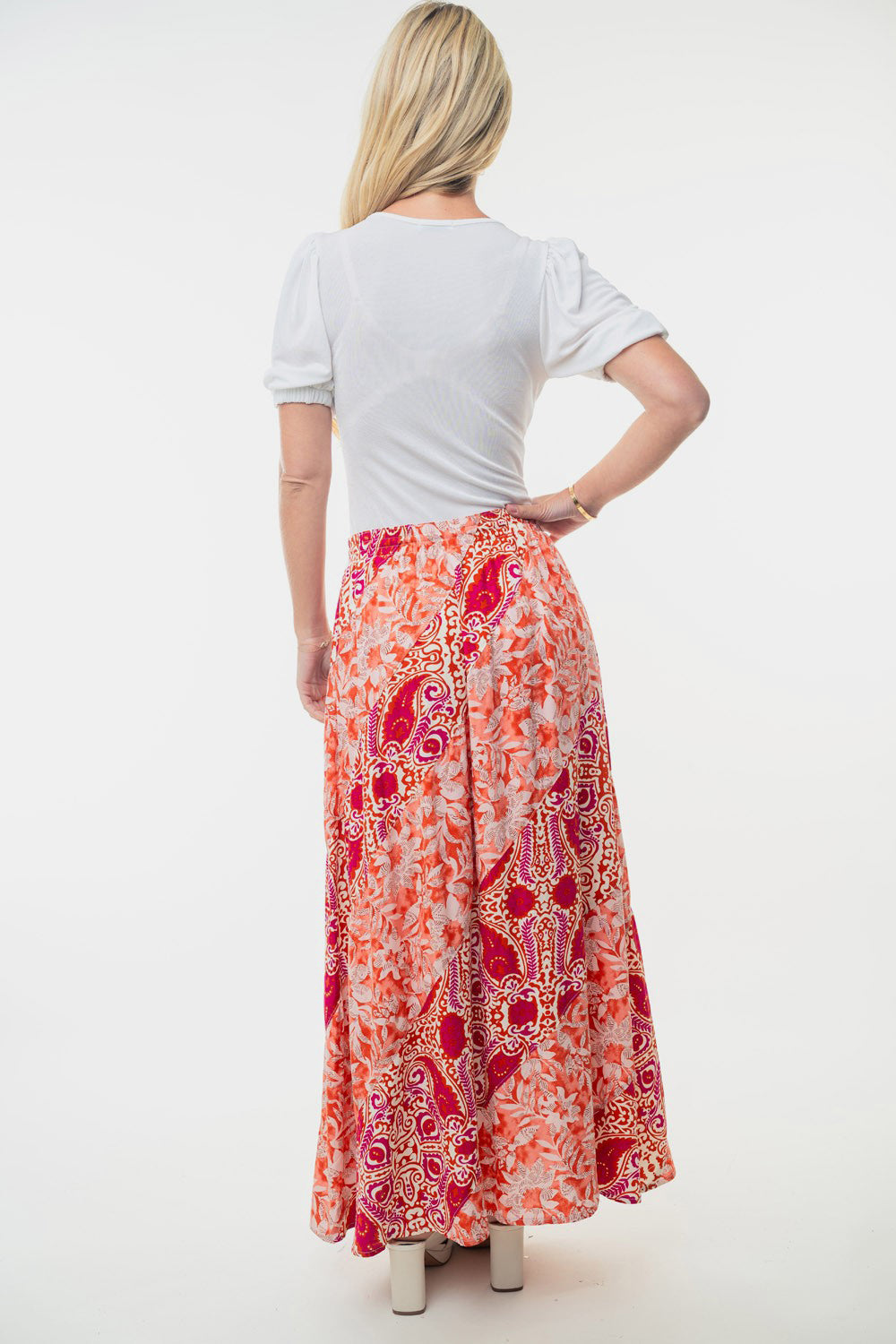 White Birch Full Size High Waisted Floral Woven Skirt-1