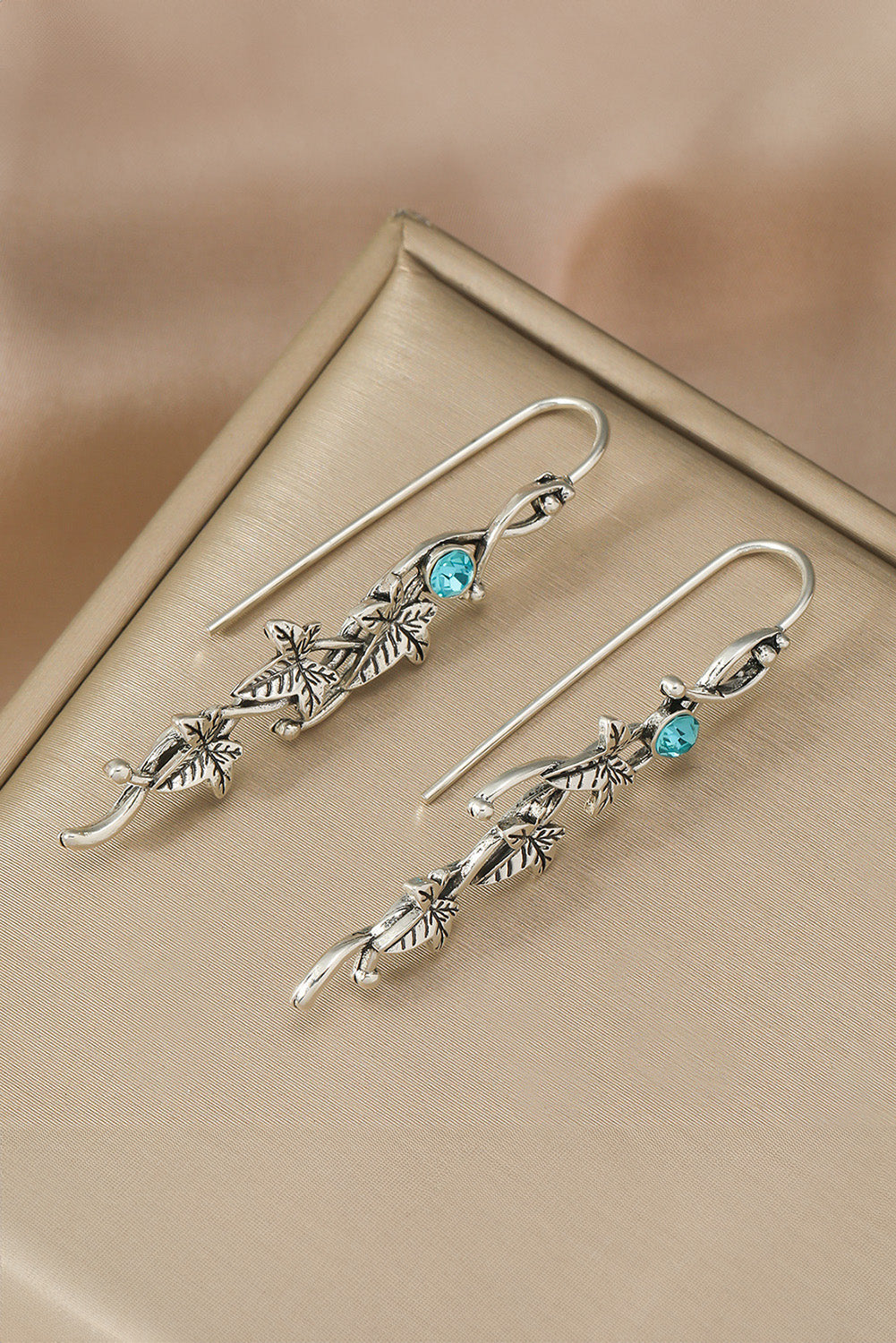 August Leaf Gemstone Dangle Earrings-1