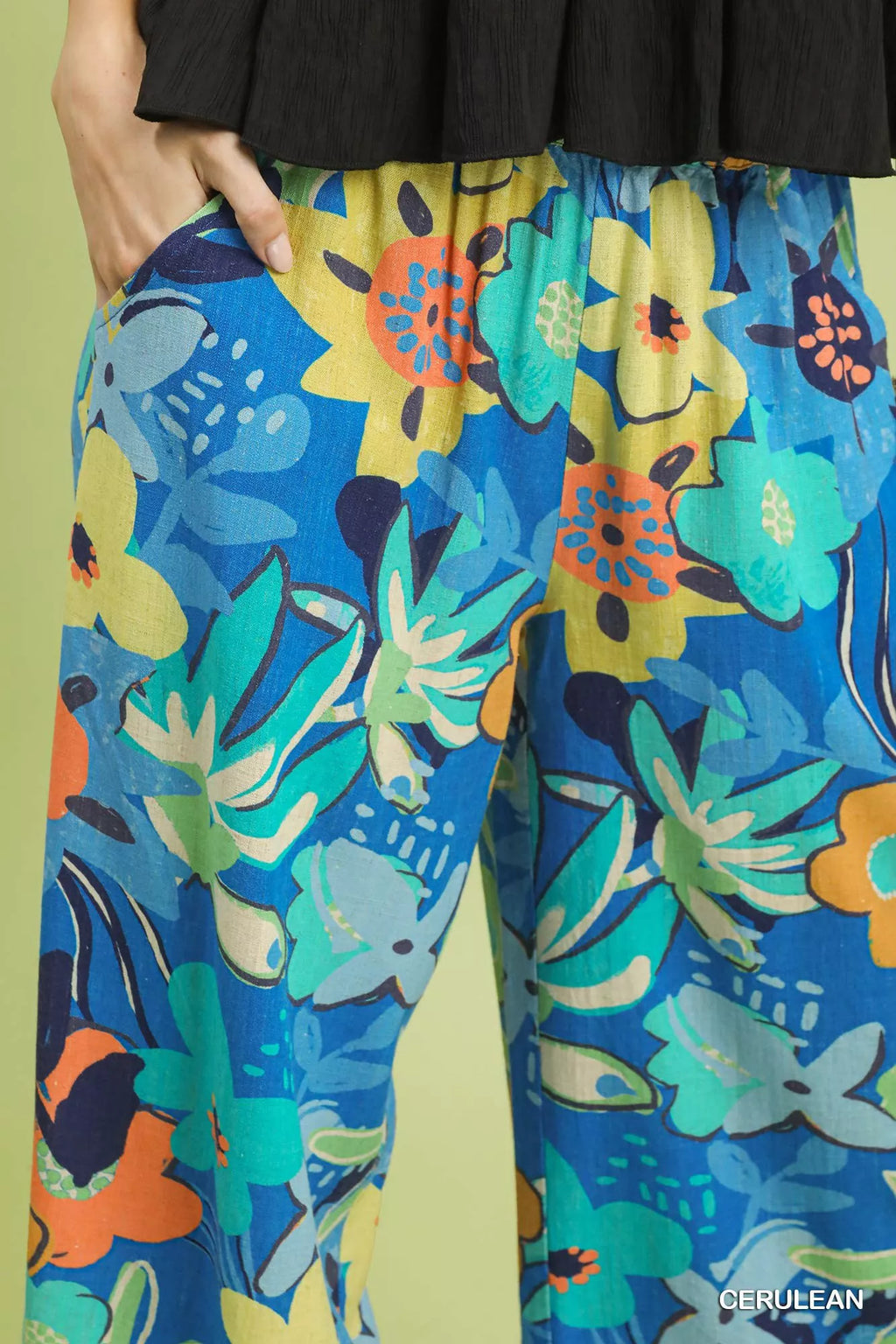 Umgee Floral Print Wide Leg Pants-3
