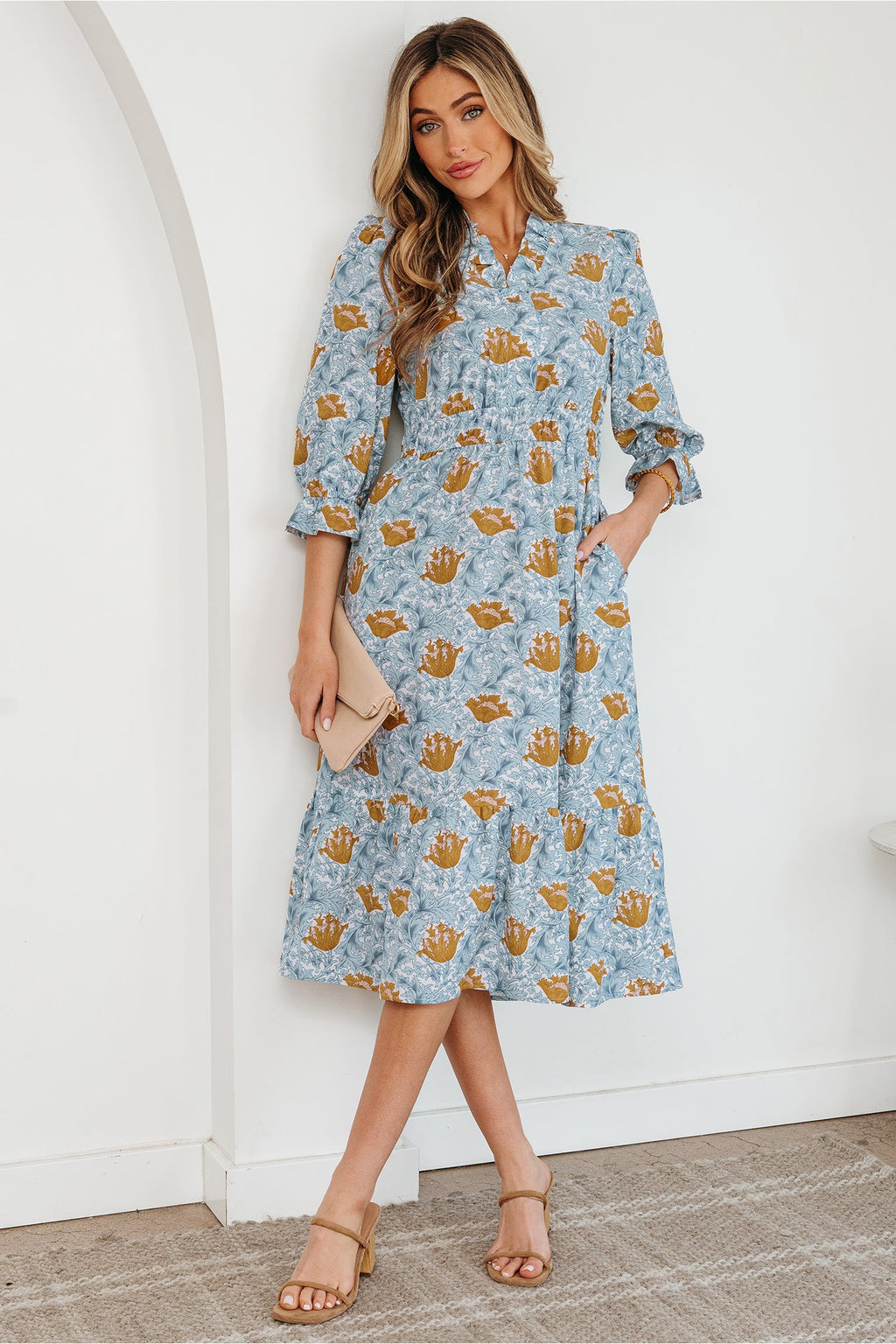 Rosalee Bracelet Sleeve Long Dress-4