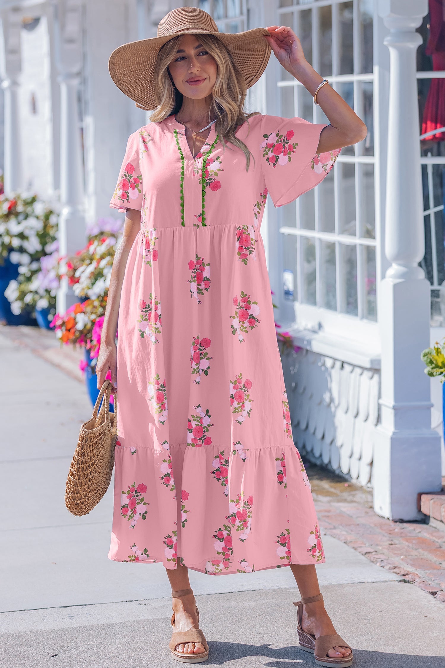 Alena Floral Print Maxi Dress-0