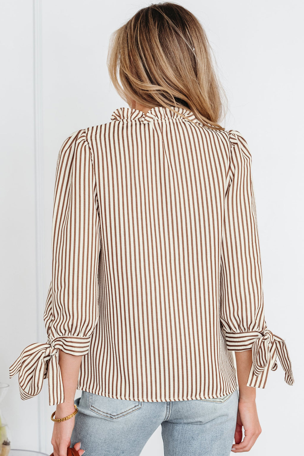 Blair Tied Cuffs Seersucker Blouse-4
