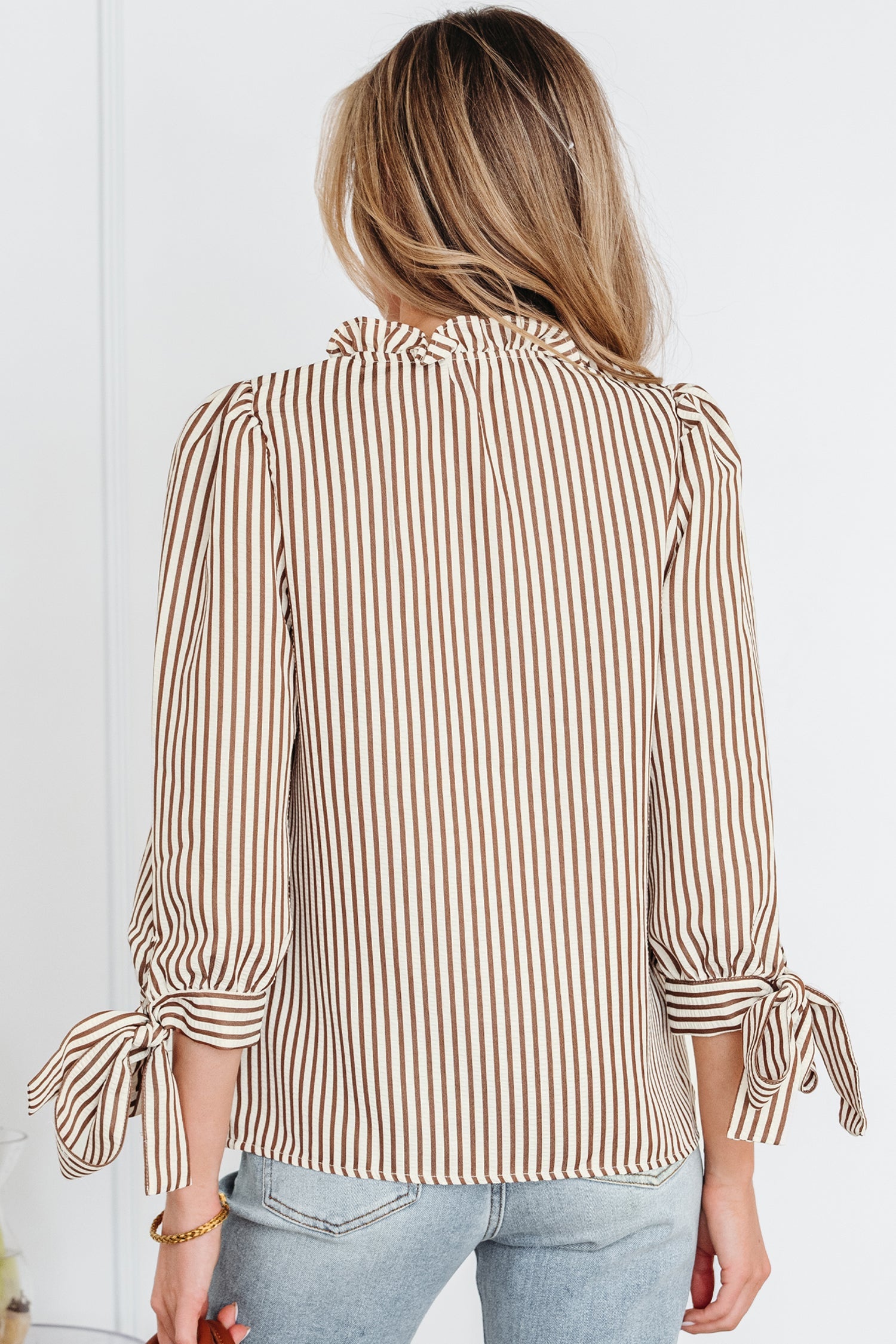 Blair Tied Cuffs Seersucker Blouse-4