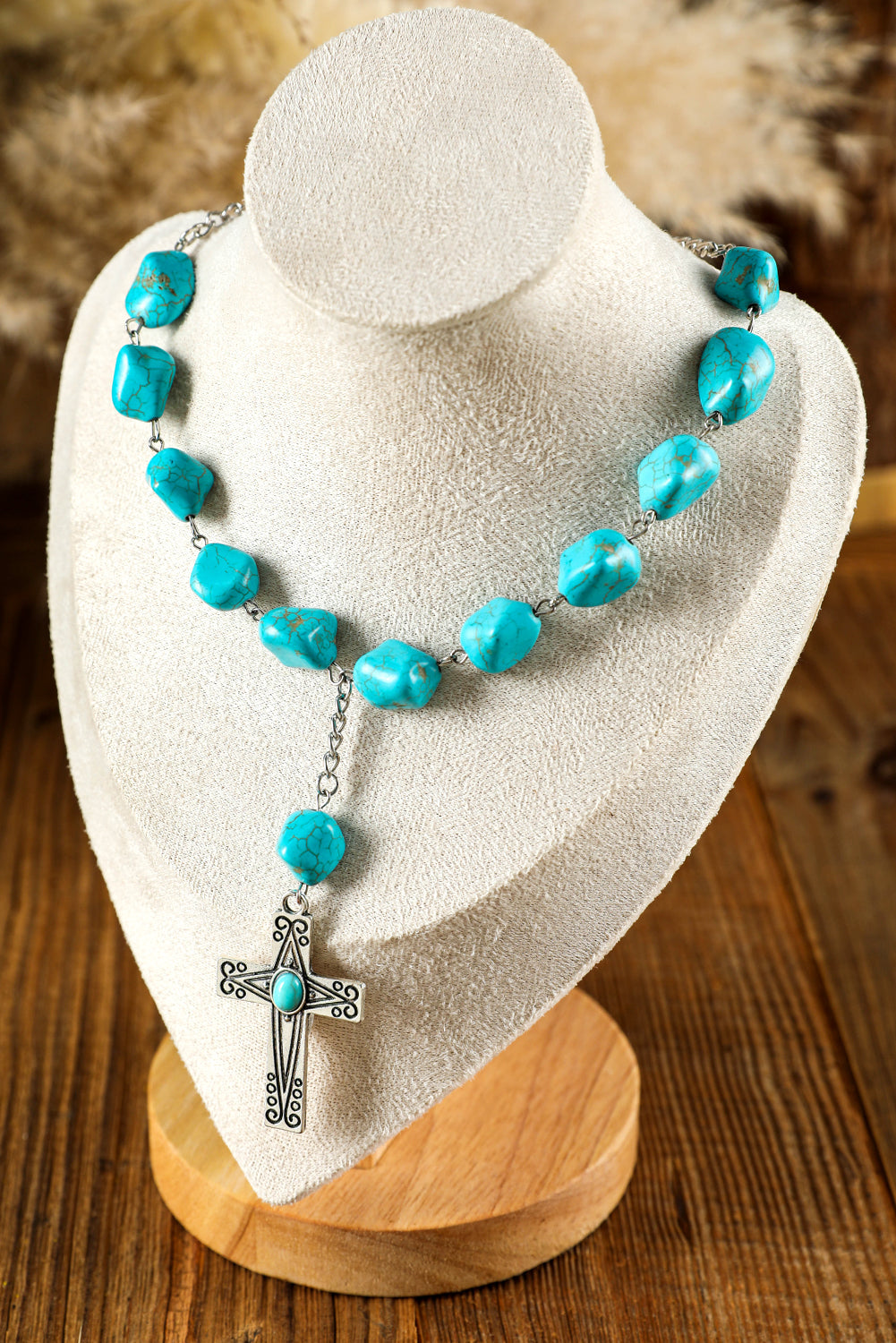 Giana Peacock Cross Pendant Necklace-2