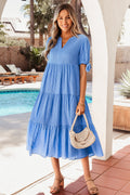 Madelynn Sleeve Tiered Midi Dress-0