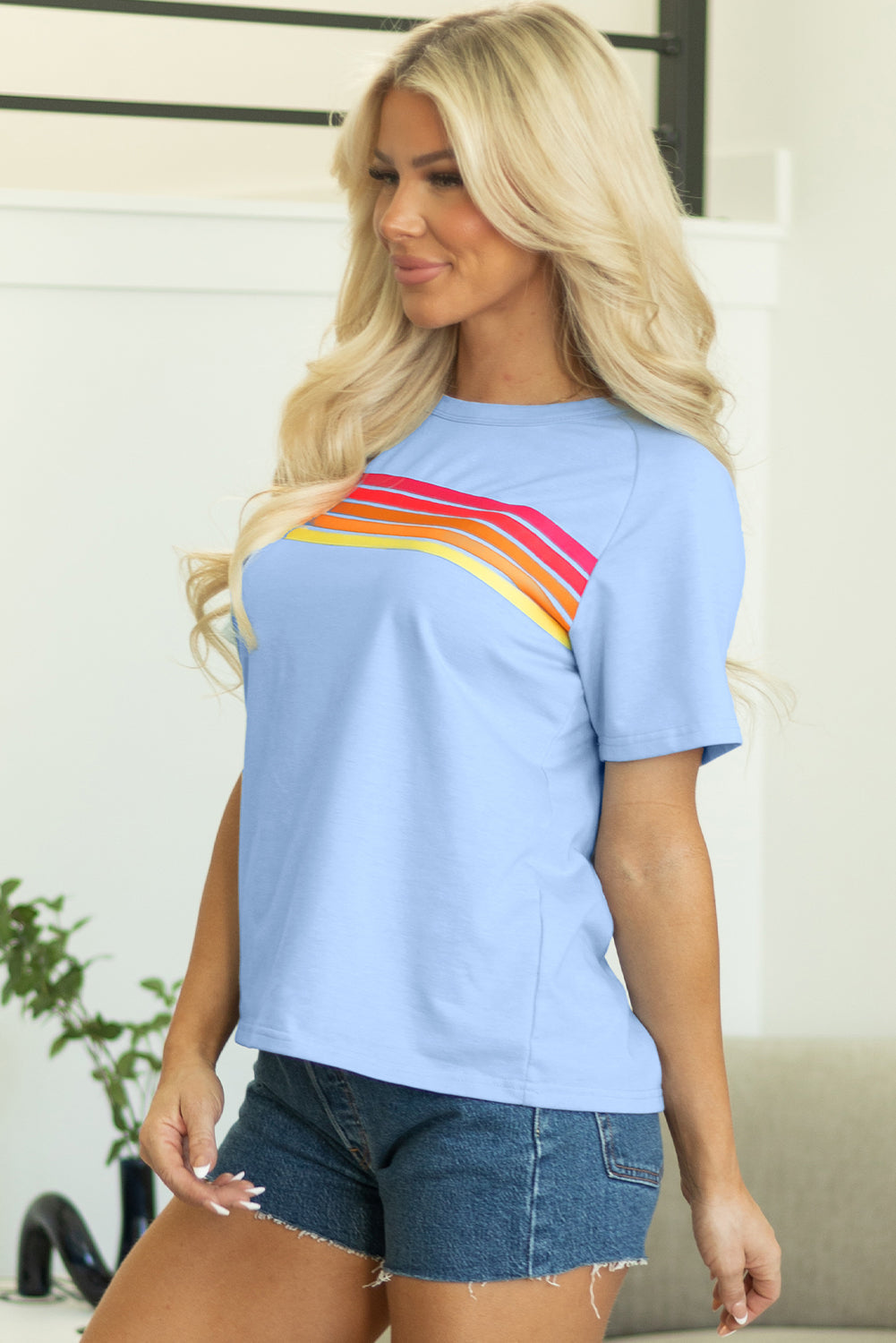 Priscilla Striped Patch Front Casual Top-2