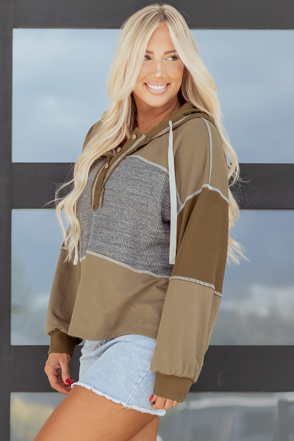 Myrabella Exposed Seam Half Pullover-2