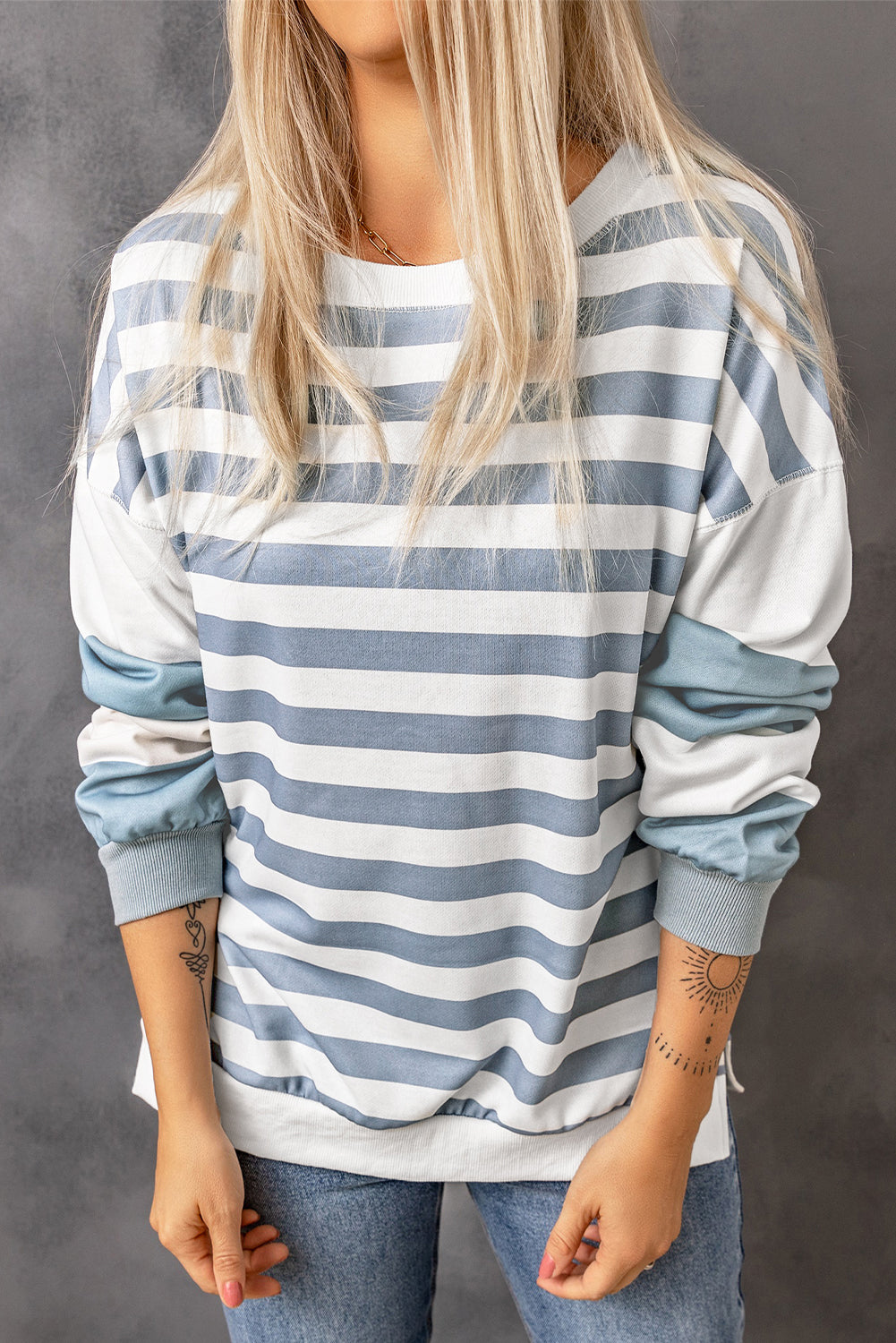 Elina Striped Pullover Sweatshirt-3
