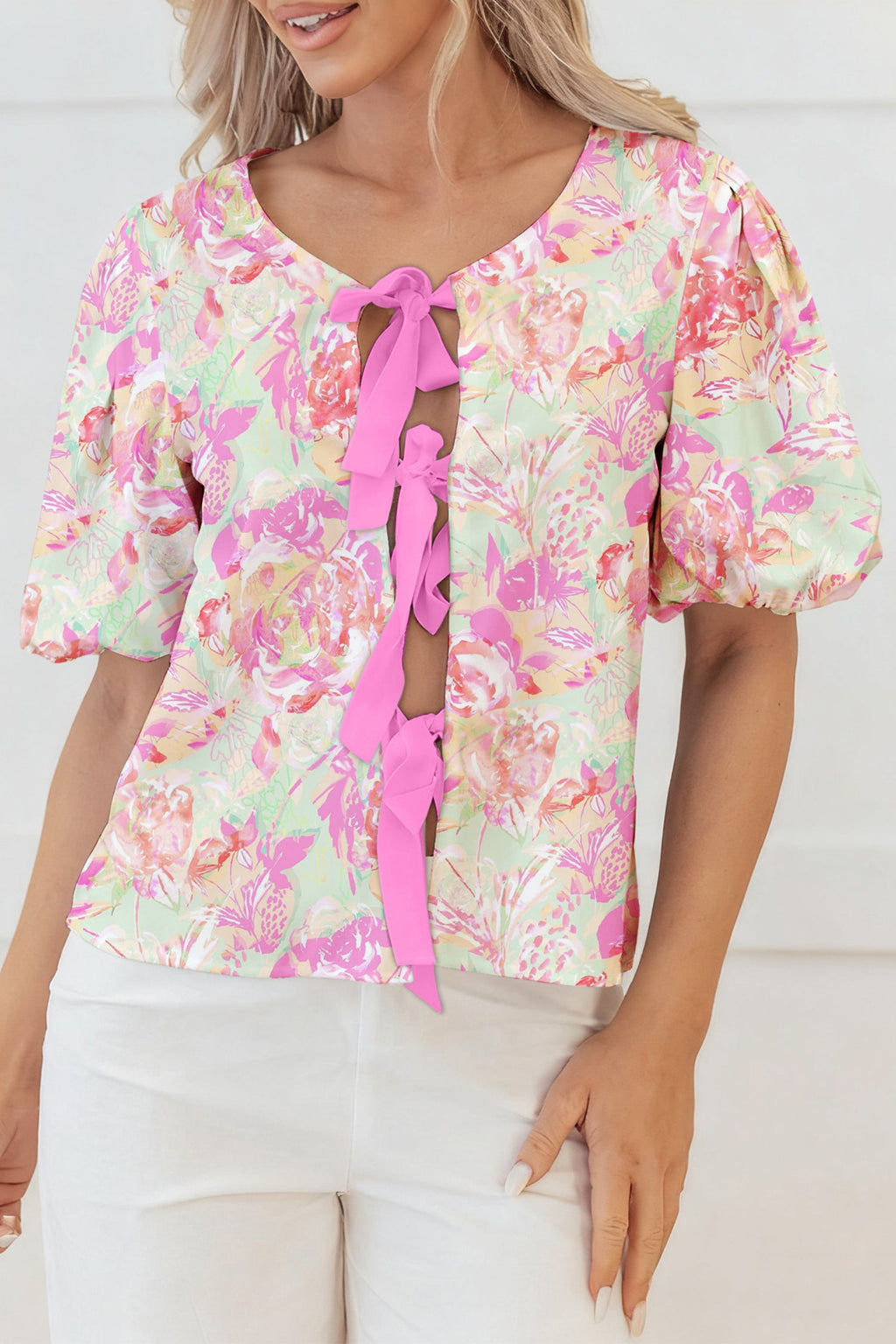 Ayla Short Puff Sleeve Blouse-2