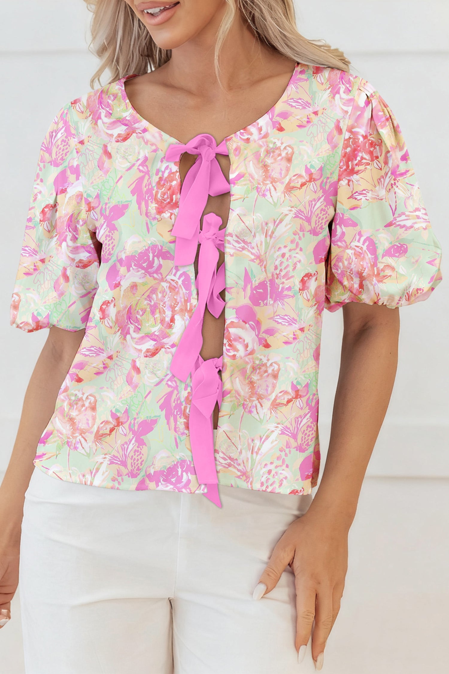Ayla Short Puff Sleeve Blouse-2