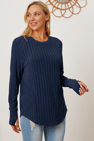 Basic Bae Full Size Ribbed Thumbhole Sleeve T-Shirt-8