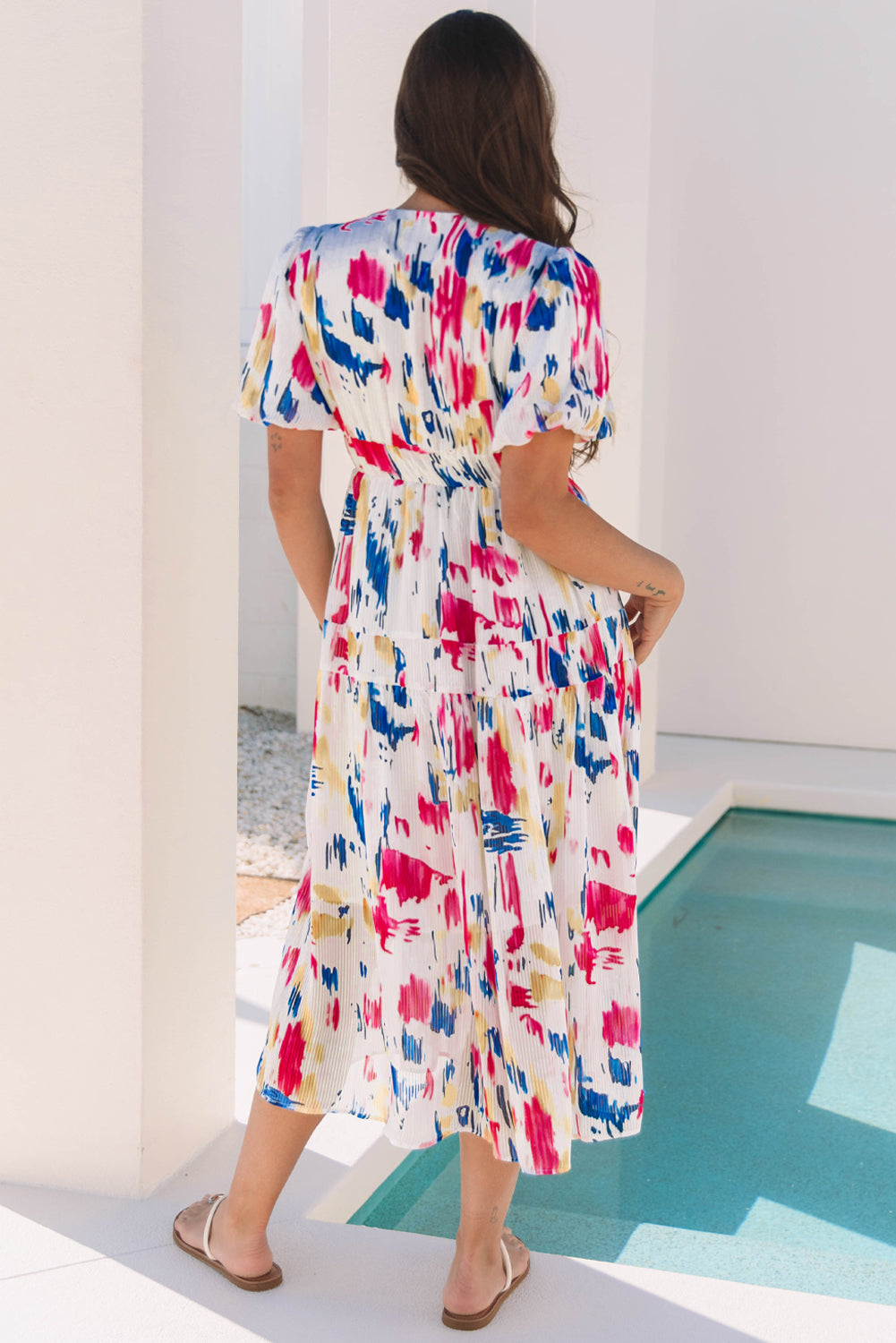 Nyomi Short Puff Sleeve Tiered Maxi Dress-1