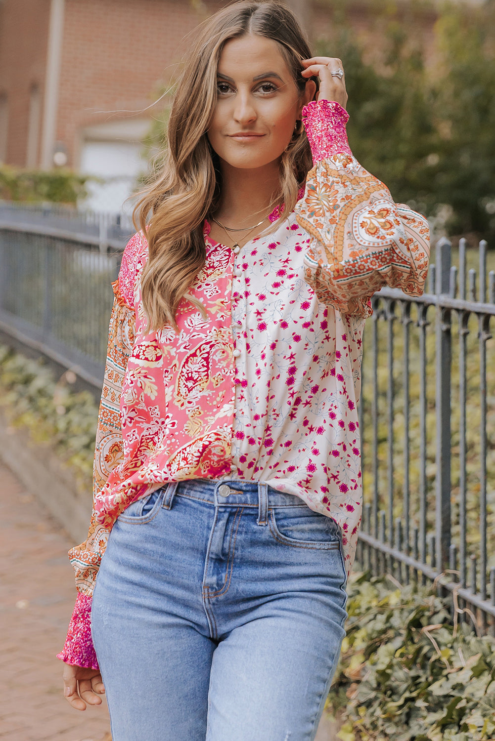 Adalee Printed Puff Sleeve Shirt-3