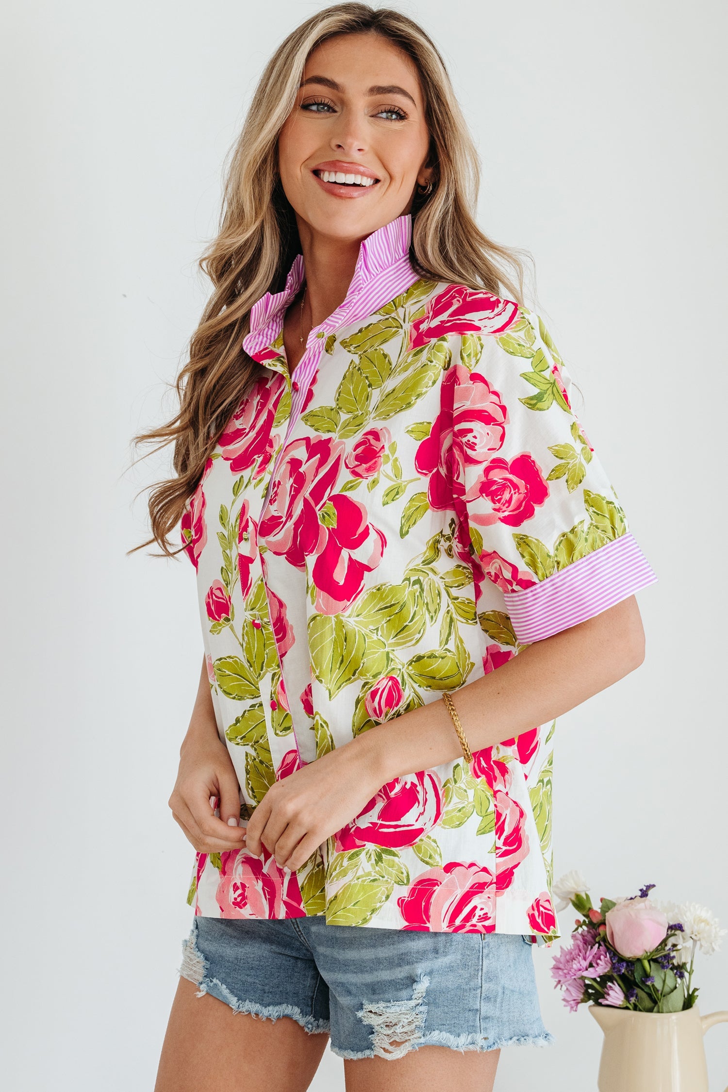 Rebekah Collar Short Sleeve Shirt-2