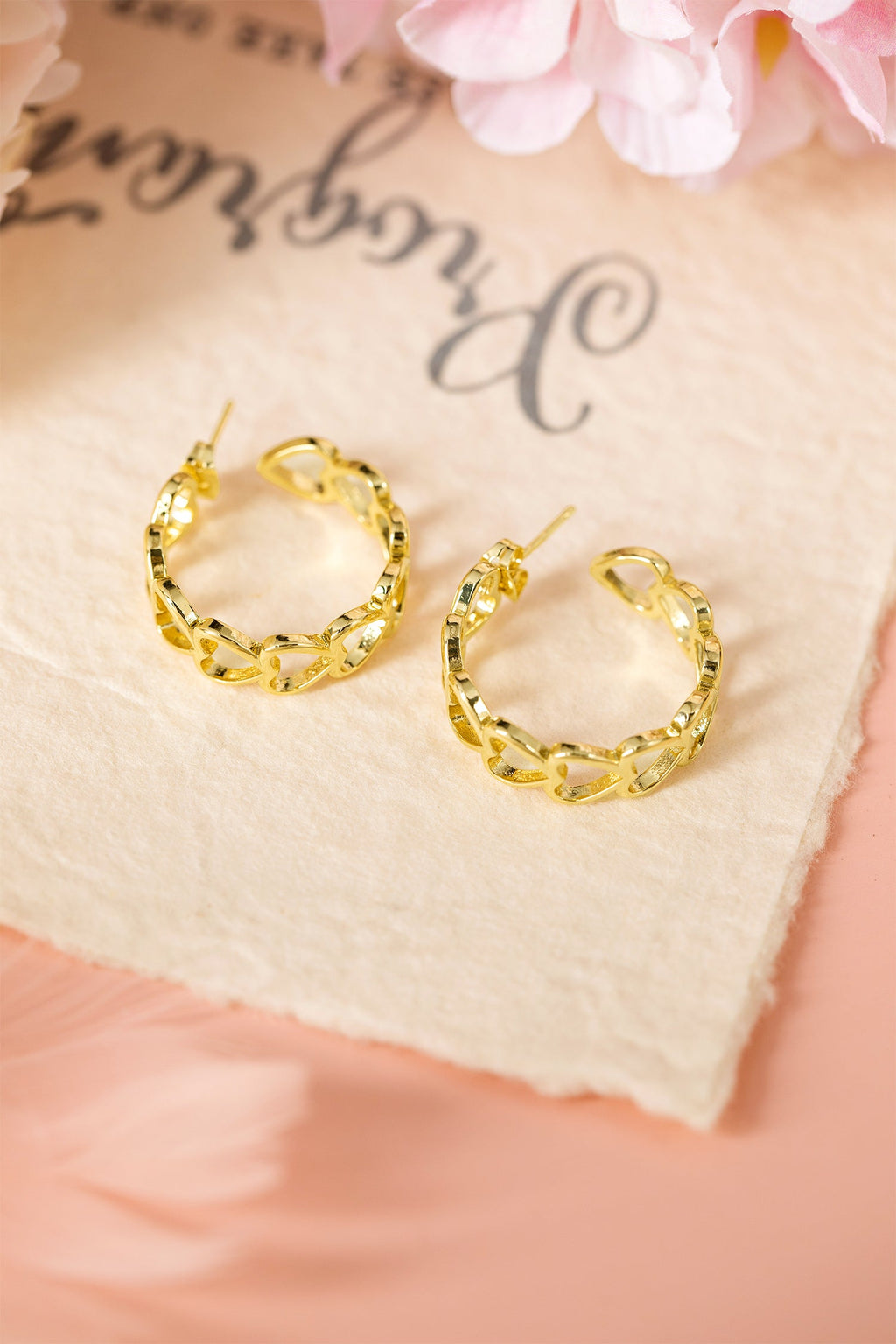 Lavender Link Hoop Stud Earrings-4
