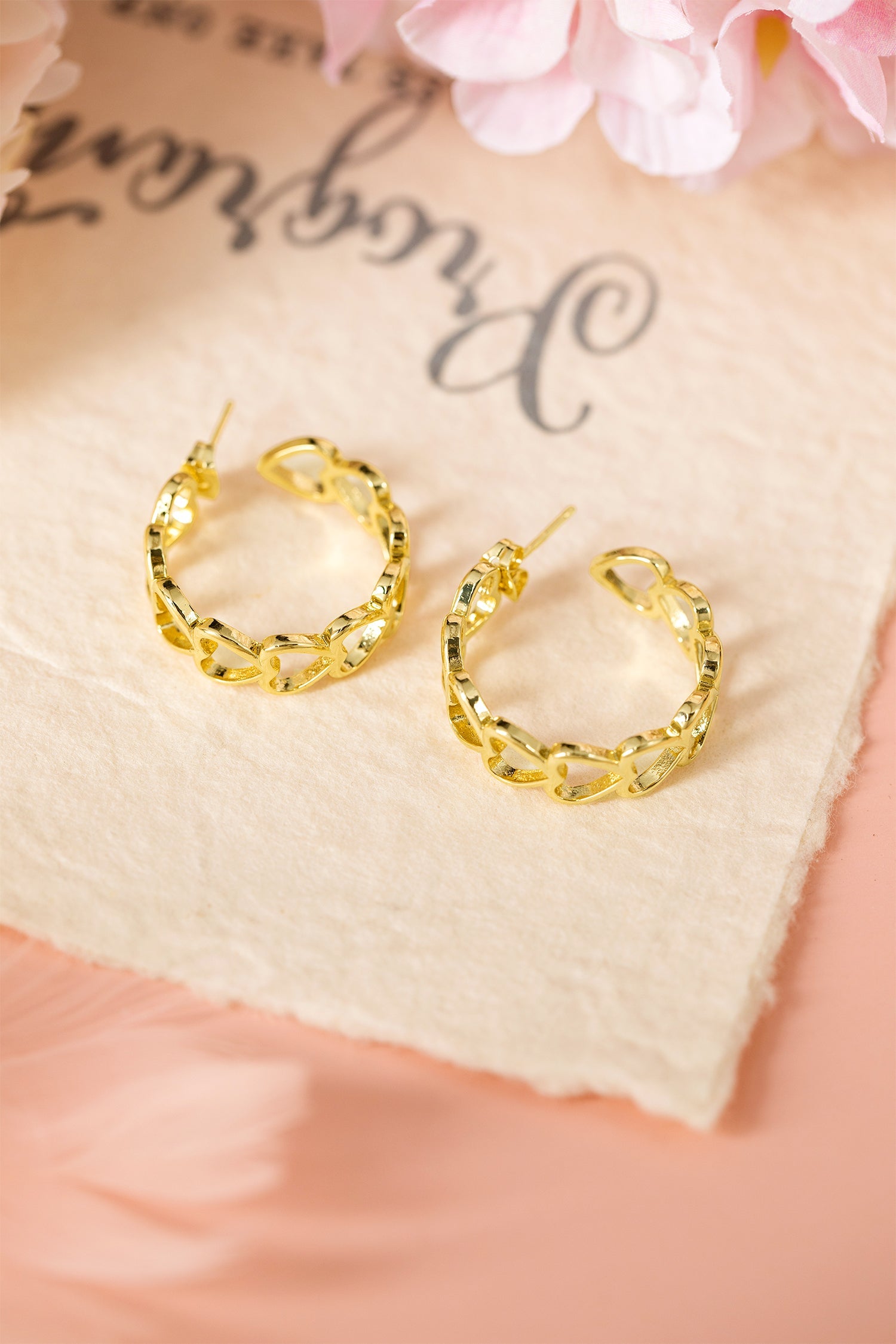 Lavender Link Hoop Stud Earrings-4