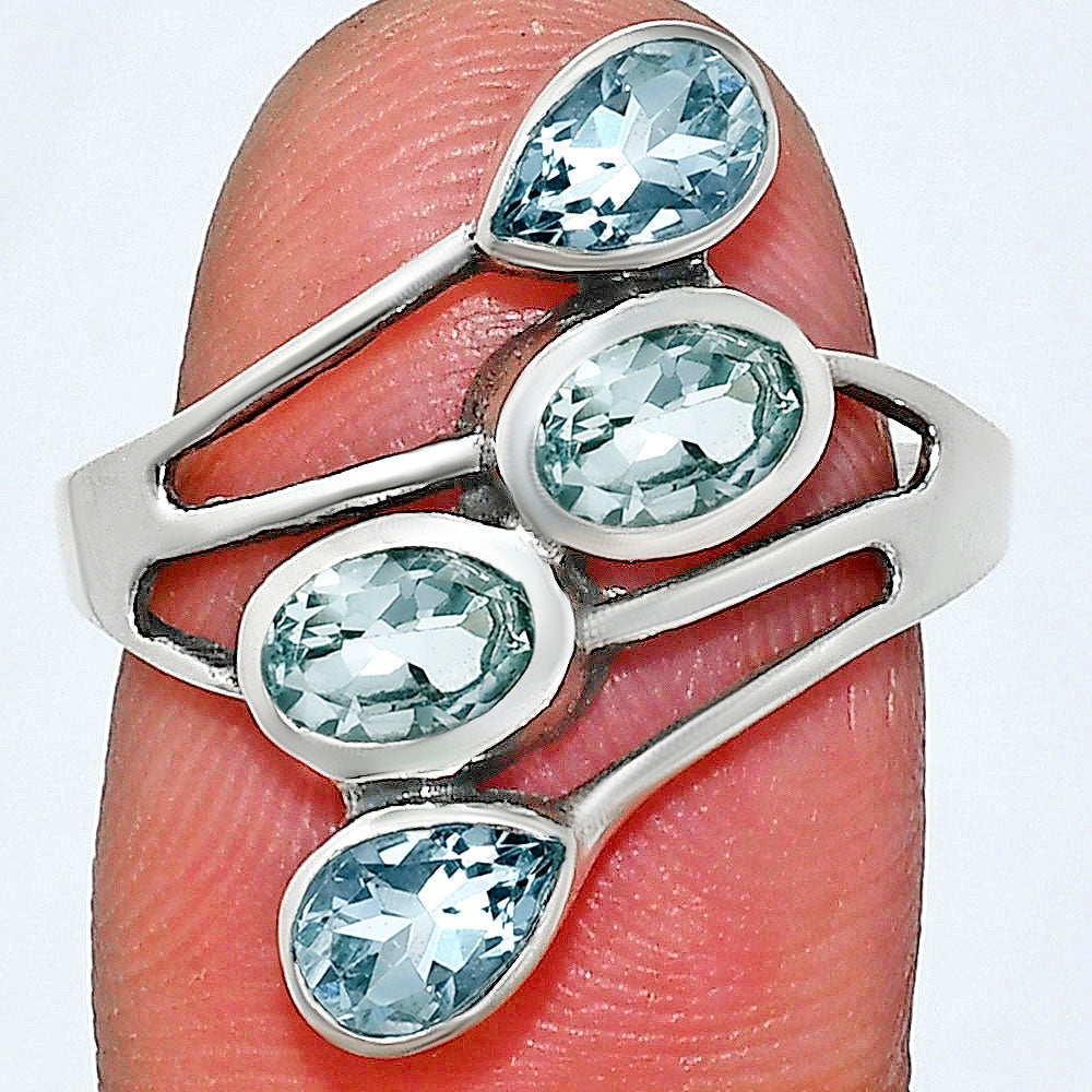 Sterling Silver Multi Gemstone Pear, Oval Shape Statement Ring for Women AGR1024 R-1053-5