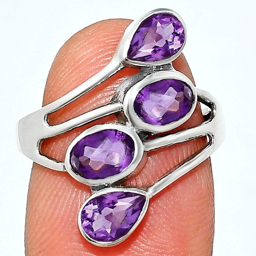Sterling Silver Multi Gemstone Pear, Oval Shape Statement Ring for Women AGR1024 R-1053-6