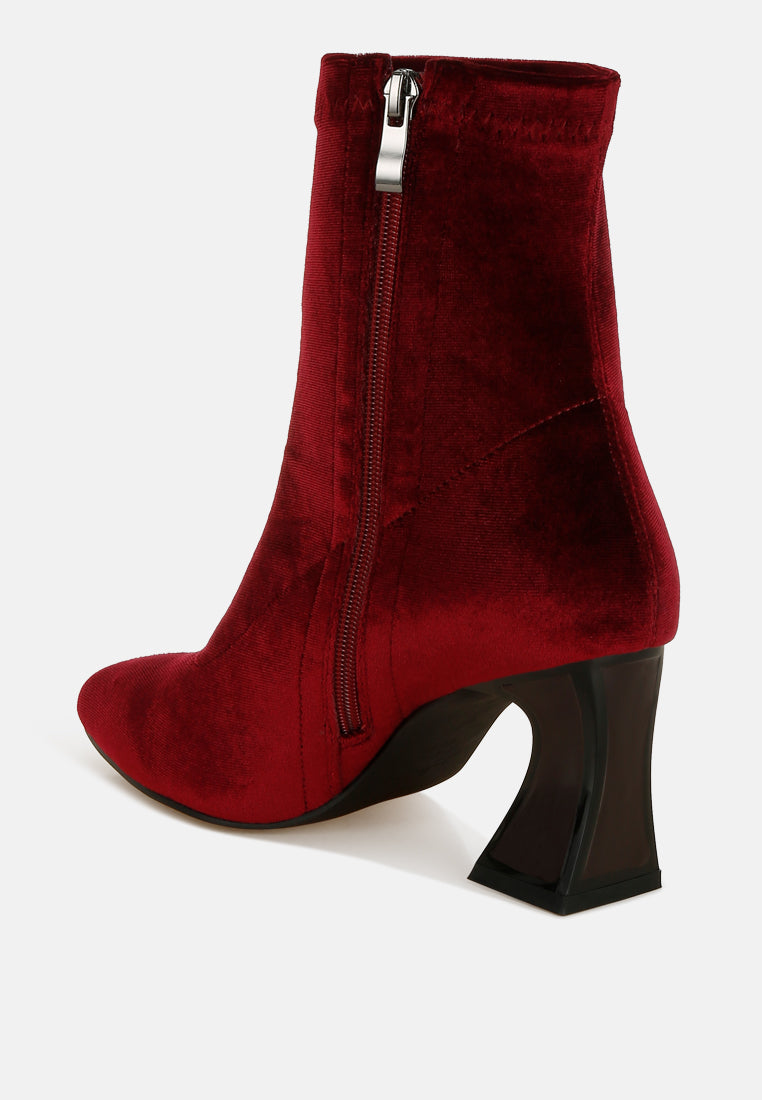 Arcturus Flared Block Heel Velvet Boots-2