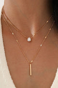 Gold Layered Rhinestone Pendant Necklace-0