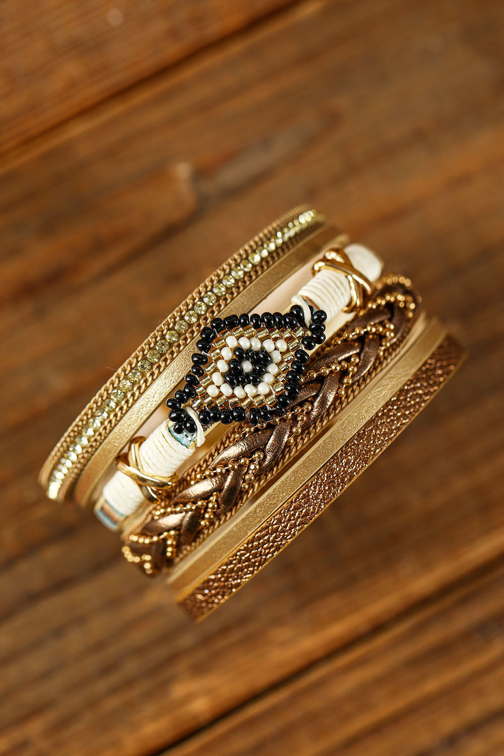 Multicolor Rhinestone Beaded Magnetic Buckle Bracelet-1