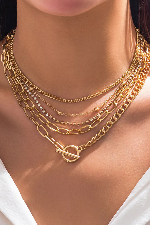 5pcs Layered Chain Collarbone Necklaces Set-0