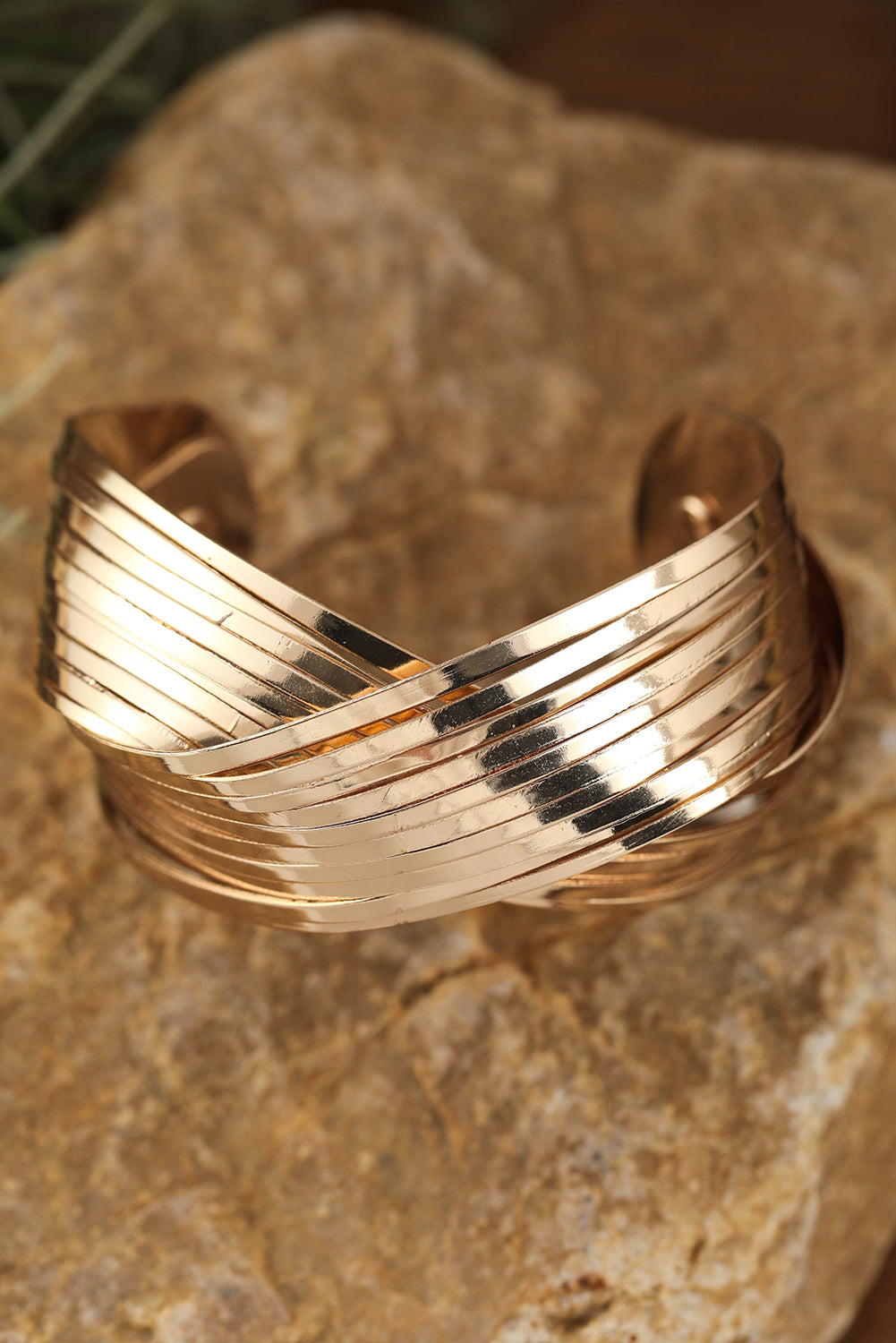 Gold Crossover Cuff Bracelet-3