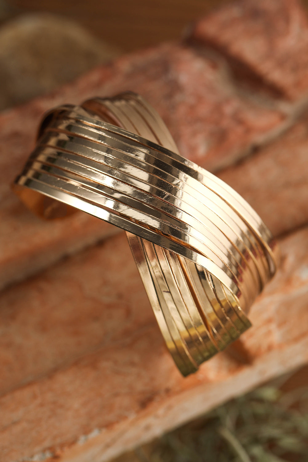Gold Crossover Cuff Bracelet-1