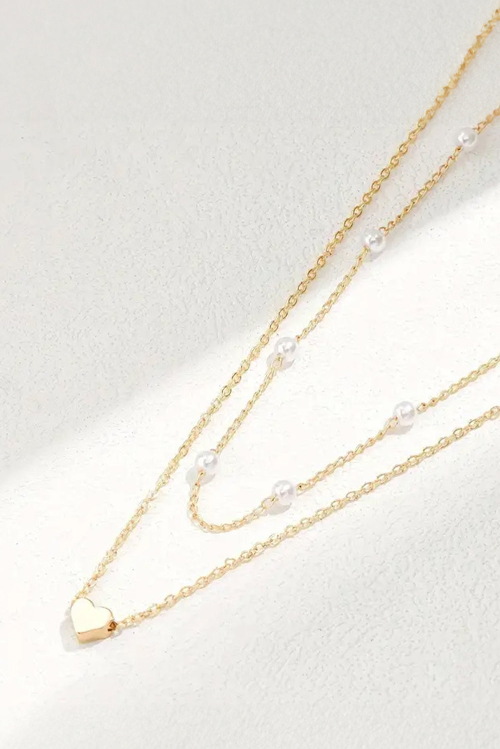 Heart and Pearl Detail 2pcs Layered Necklace-1